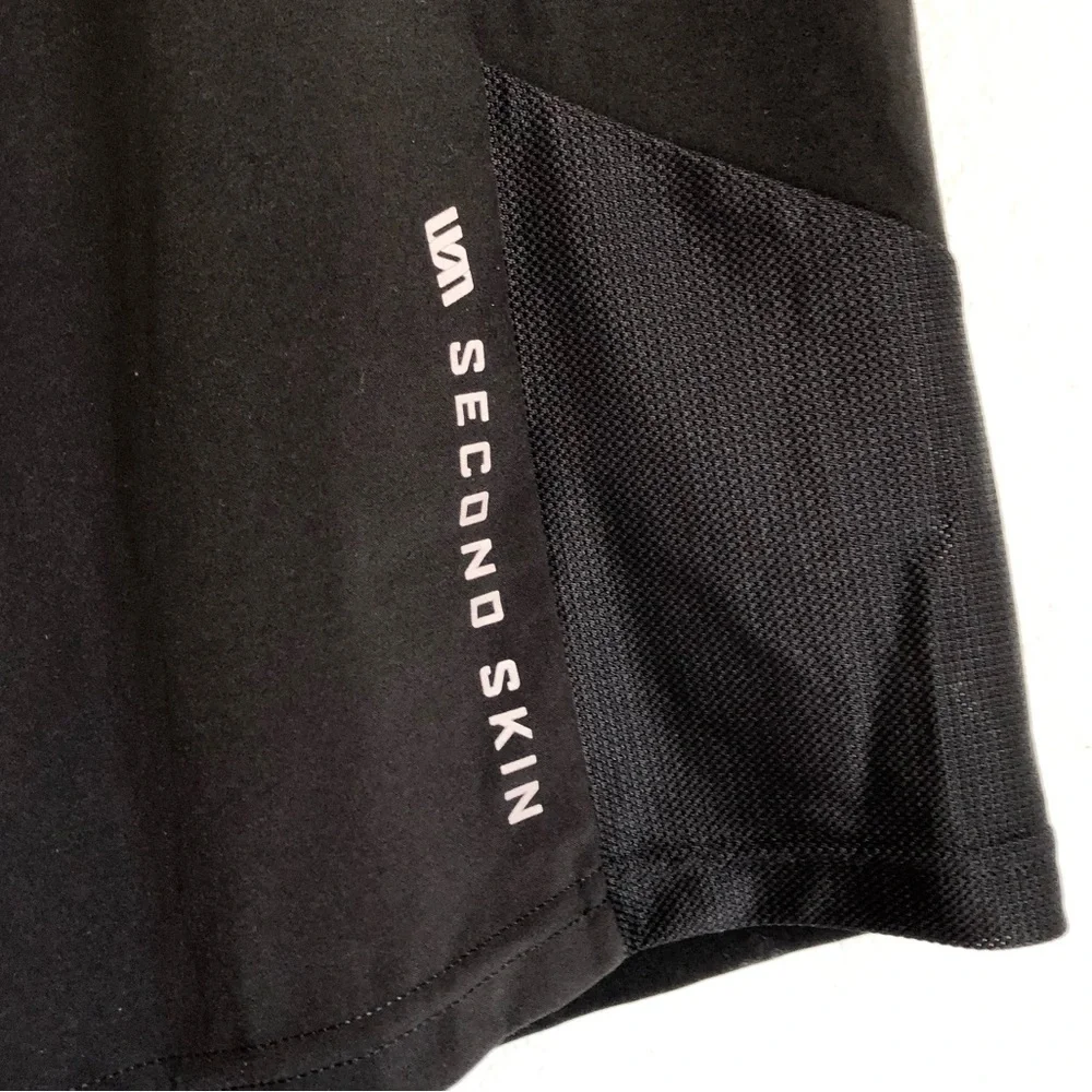 Second Skin Black Compression Lined Workout Athletic Shorts Size Large